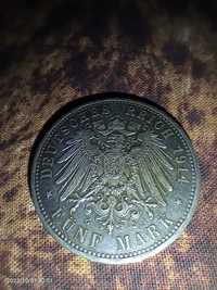 Монета коллекционная немецкая Deutschland Germany Hamburg 5 Mark