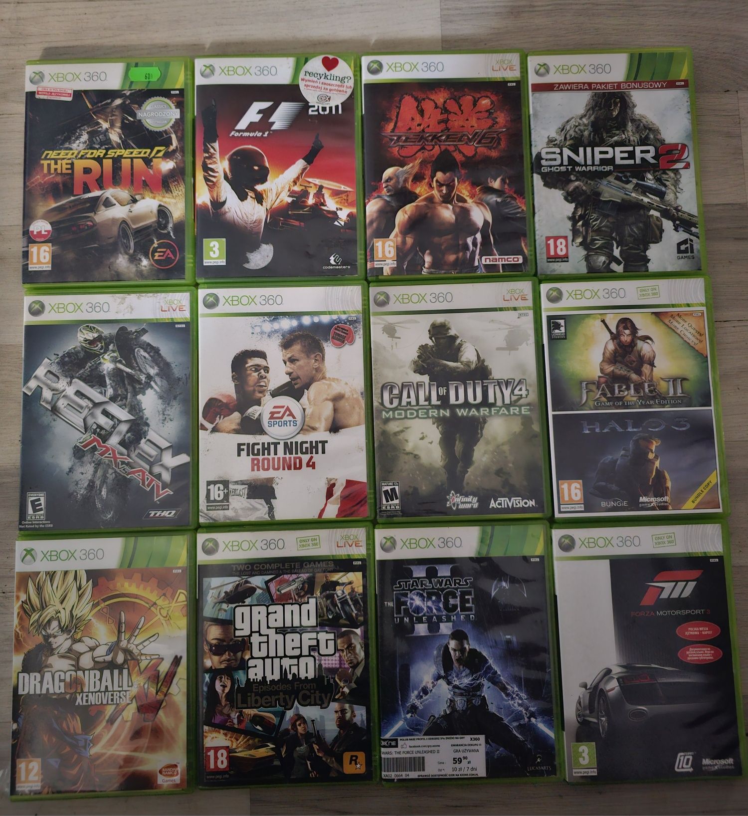 Zestaw 12 gier na konsole xbox 360