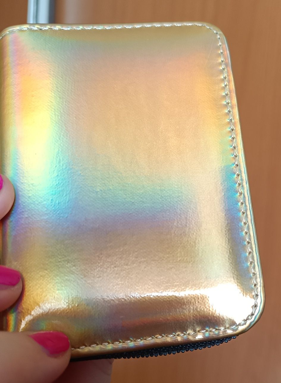 Nowy piękny portfel holo złoty metaliczny
