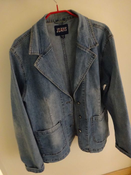 damska kurtka jeasnowa niebieska z długim rękawem rozm 46