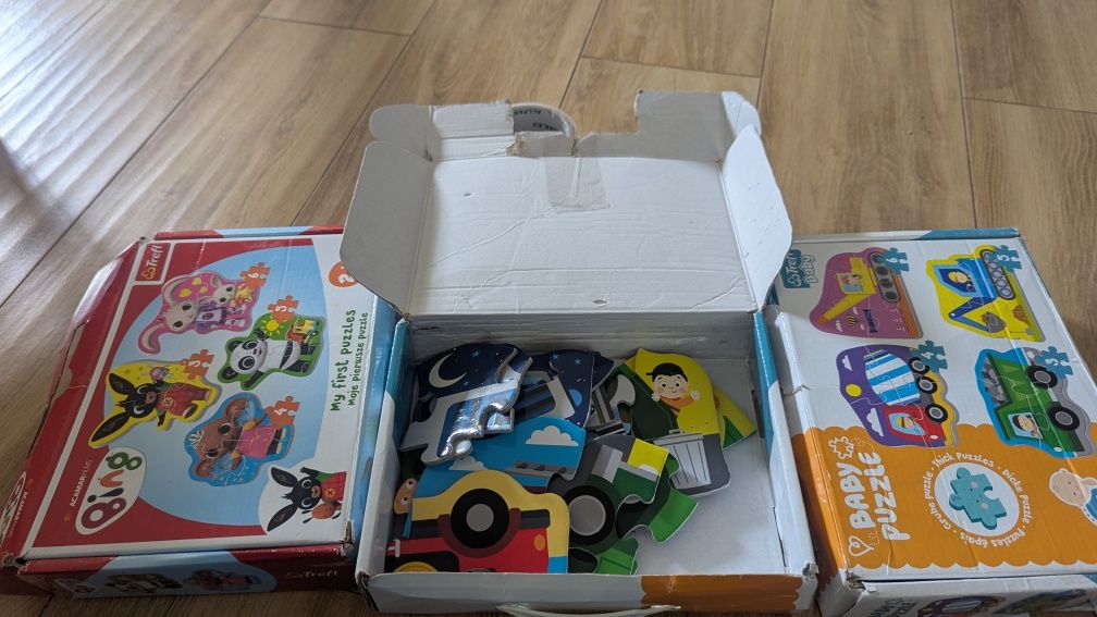 Zestaw Puzzle trefl baby 2+, auta budowlane, pojazdy, straż, policja,