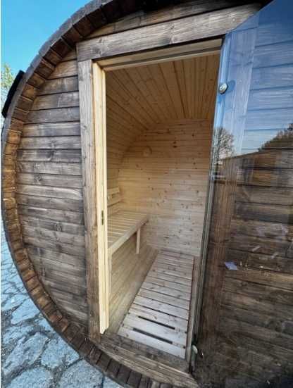 Zestaw. Sauna ogrodowa WOLA BECZKA 180 cm do samodzielnego montażu