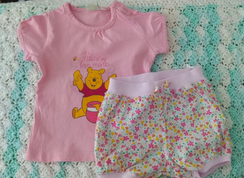 4x T-shirty, 2x szorty roz. 68 h&m, smyk, disney