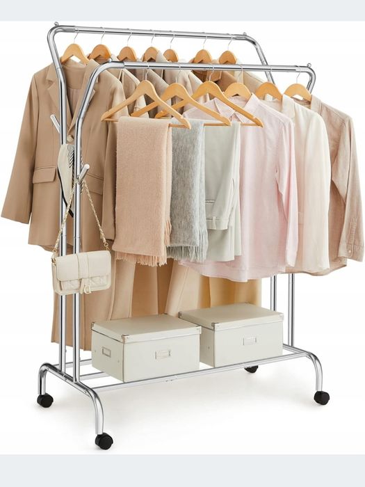 Wieszak stojący metal Songmics srebrny