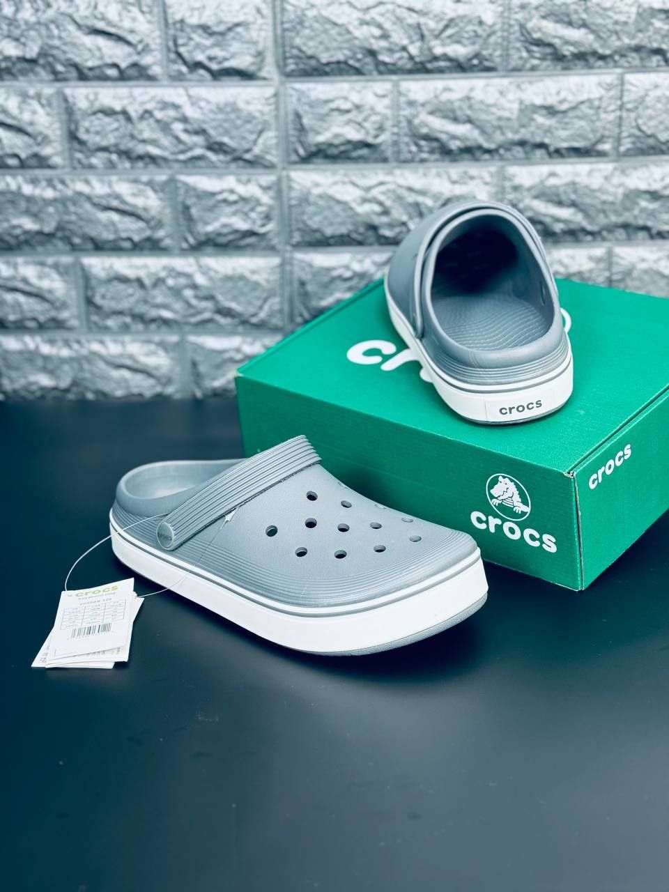 Мужские Шлепанцы Crocs Серые Шлепанцы Кроксы