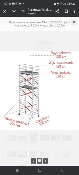Rusztowanie aluminiowe Altrex 5200 wynajem wypożyczalnia sprzętu budow