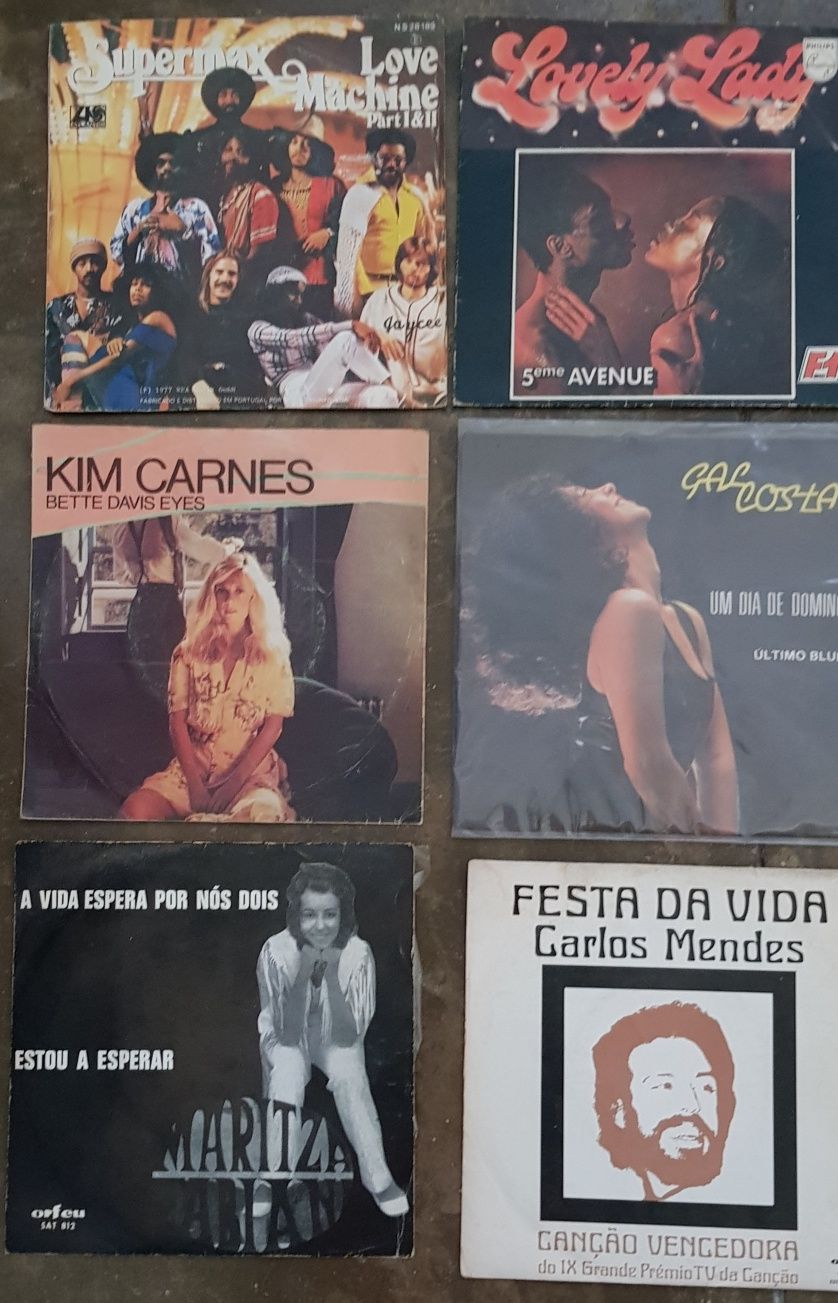 Singles vinil Gal Costa, Kim Carnes, Carlos Mendes