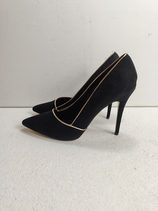 Klasyczne czarne zamszowe komfortowe uniwersalne szpilki rozmiar