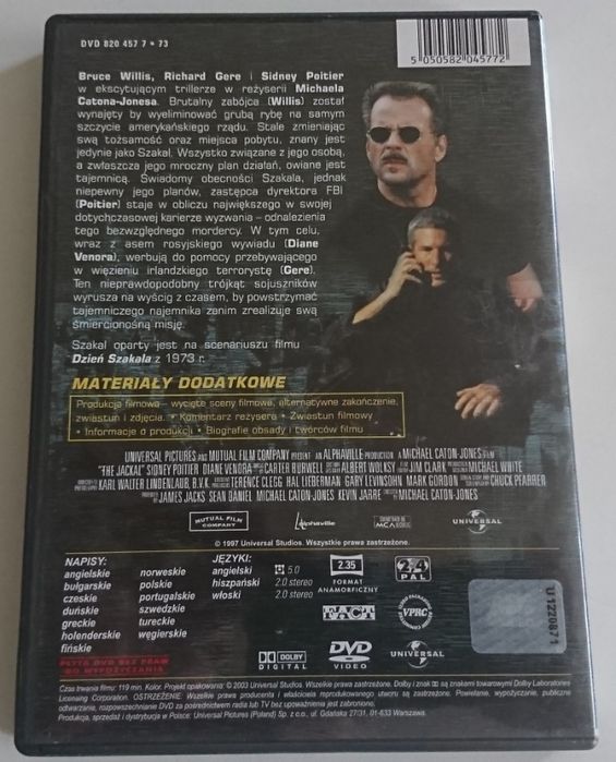 Szakal - The Jackal - Film DVD - po polsku