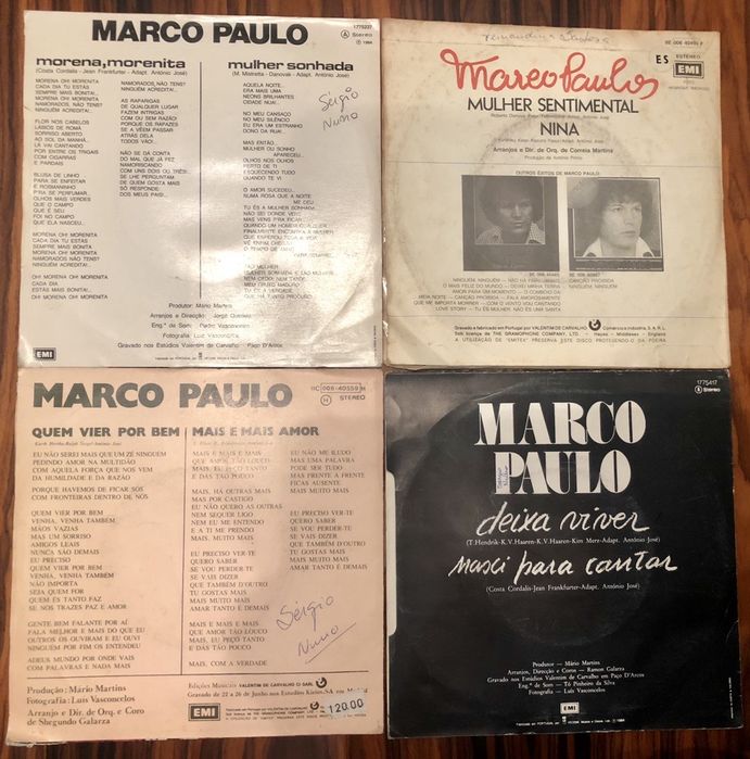 4 Vinil Single 45 rpm do Marco Paulo