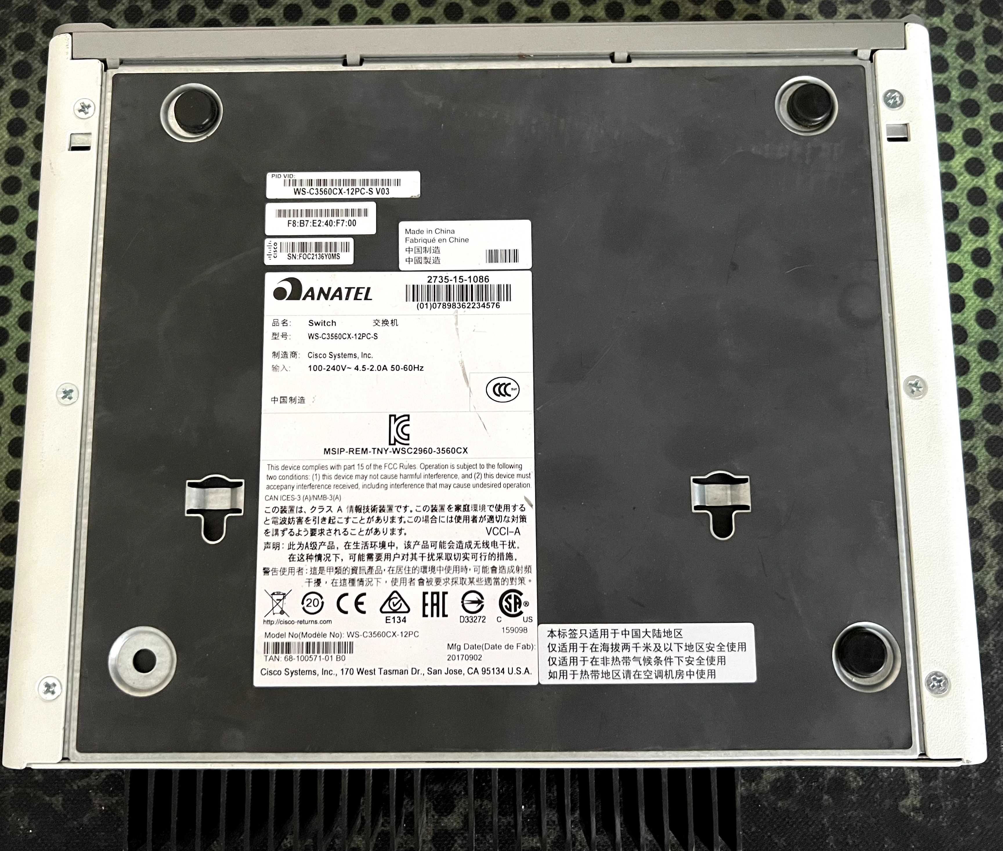 Комутатор керований рівня 3 Cisco WS-C3560CX-12PC-S