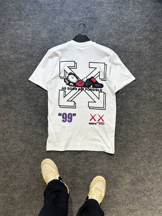 Мужская футболка OFF-WHITE X KAWS брендовая унисекс оверсайз