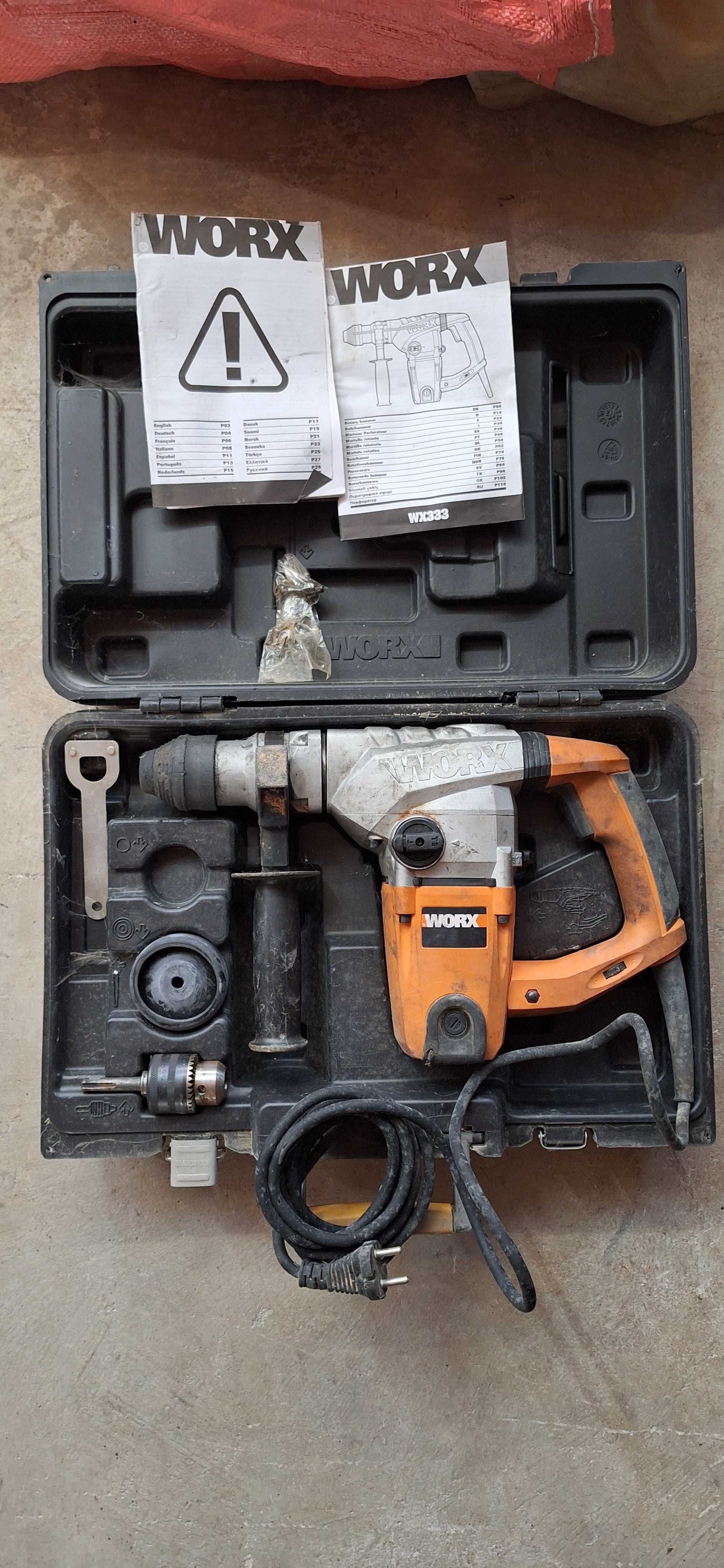 Młotowiertarka SDS Plus 1250W WORX WX333 udar młot kujący walizka kpl