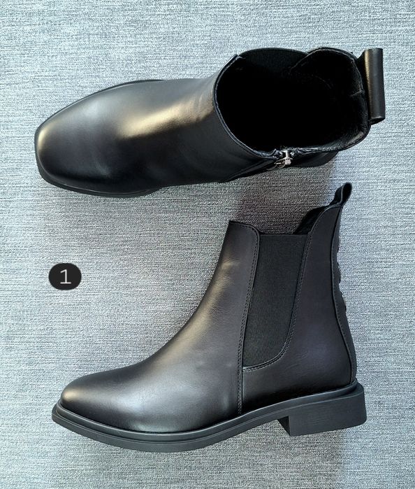 Жіночі натуральні шкіряні челсі осінні черевики чорні  36 40 41 42
