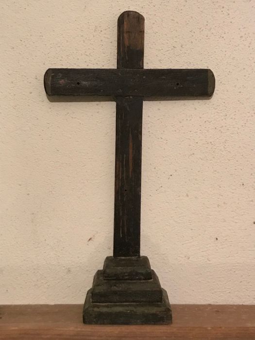 Cruz Cristo Crucifixo madeira e osso antigo