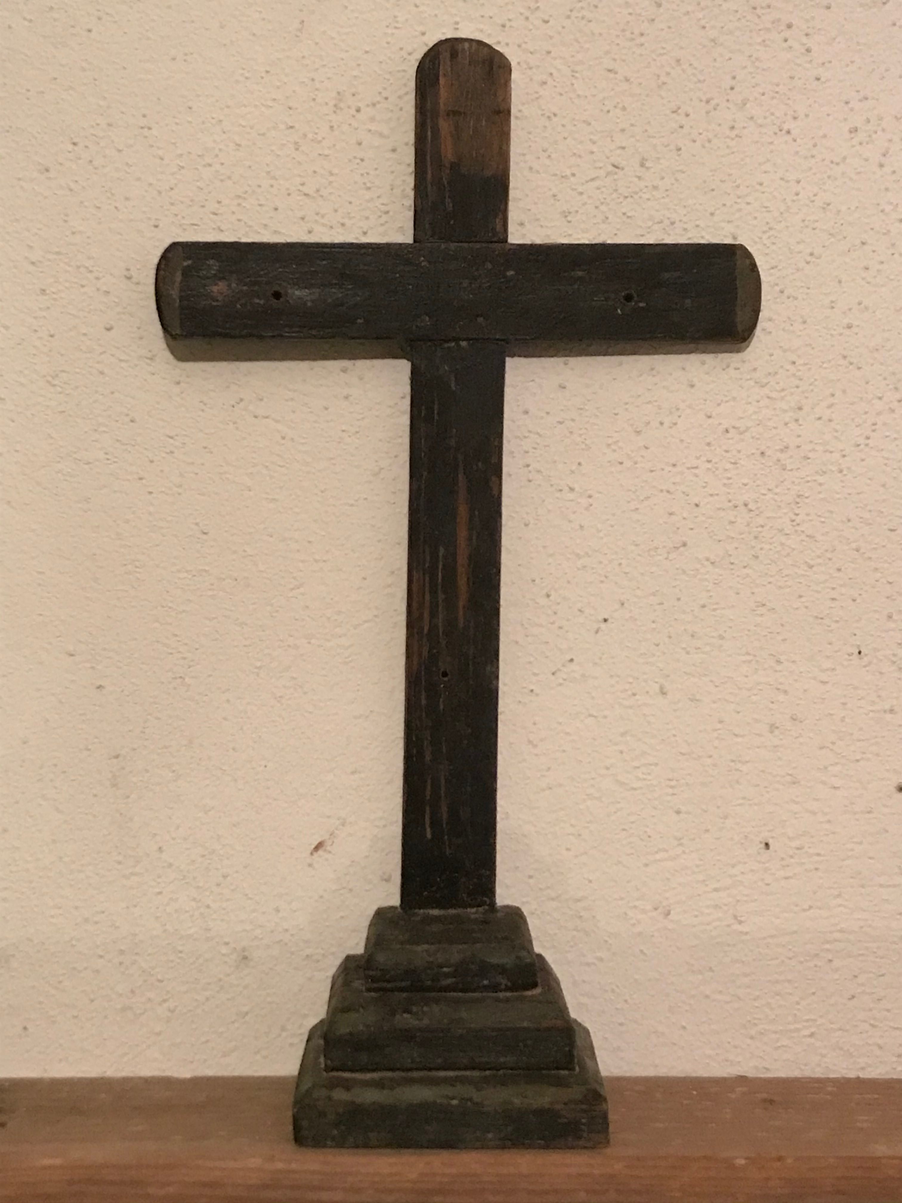 Cruz Cristo Crucifixo madeira e osso antigo