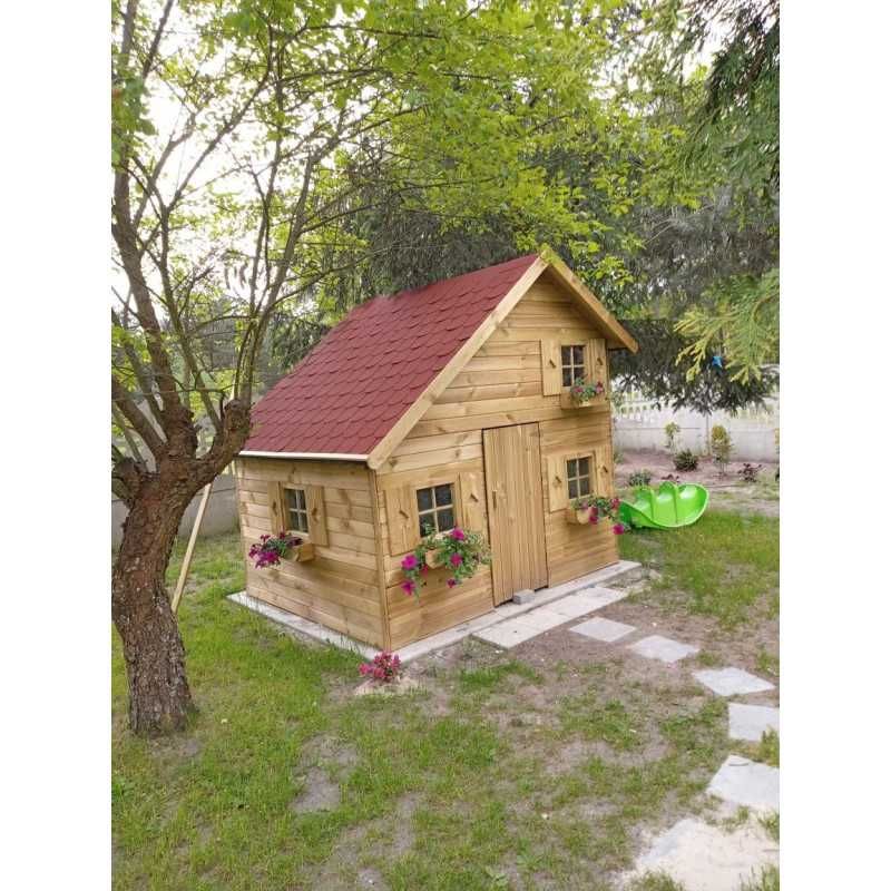 Piętrowy domek ogrodowy dla dzieci z drewna Amelia OD RĘKI