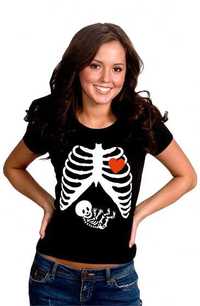 Чорна футболка для вагітних Скелетик, розмір 46-48