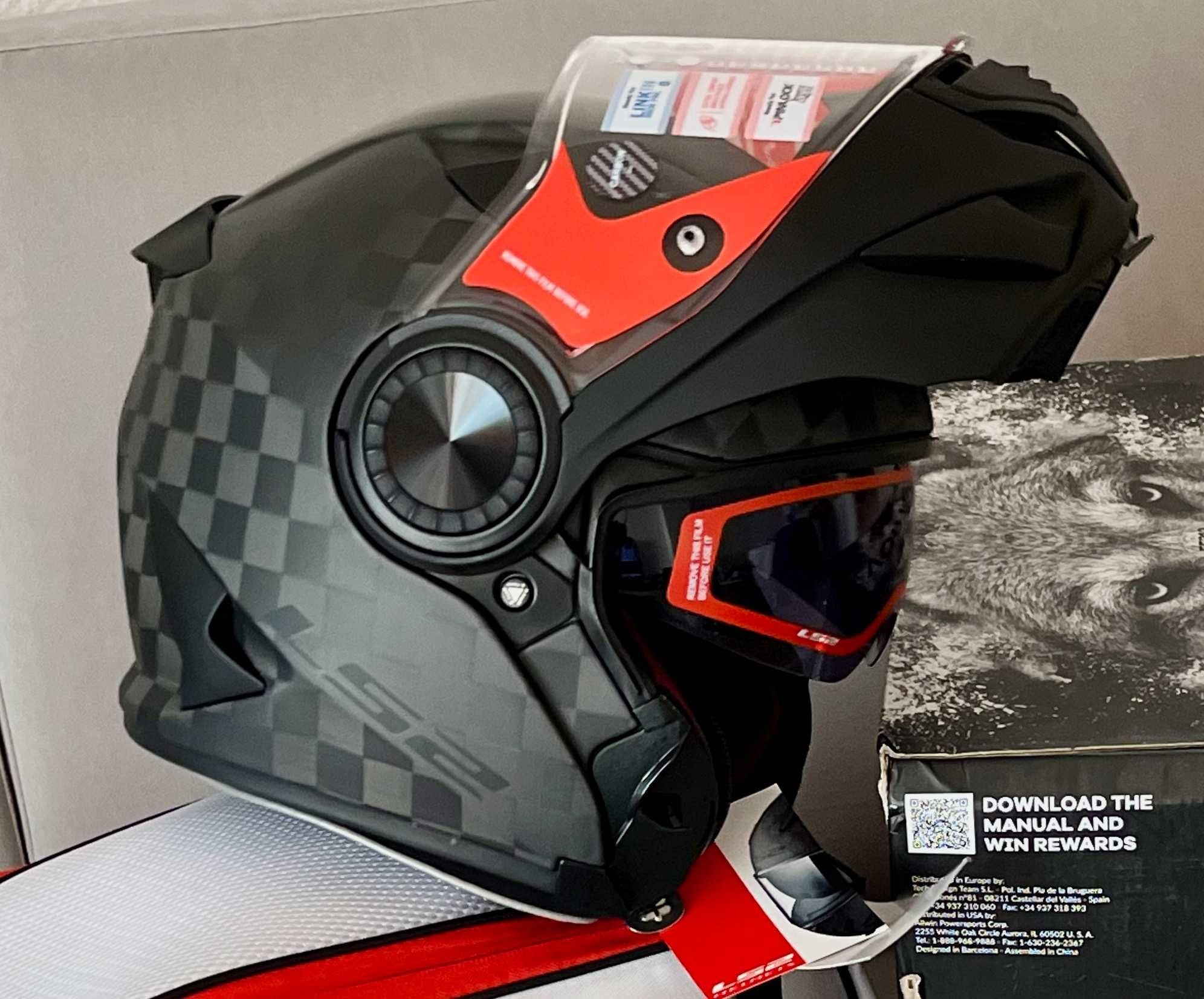 Capacete modular LS2 Vortex Matt Carbon (NOVO) 40% Desconto. Tam S