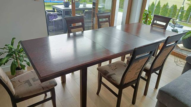 Stół rozkładany + 6 krzeseł