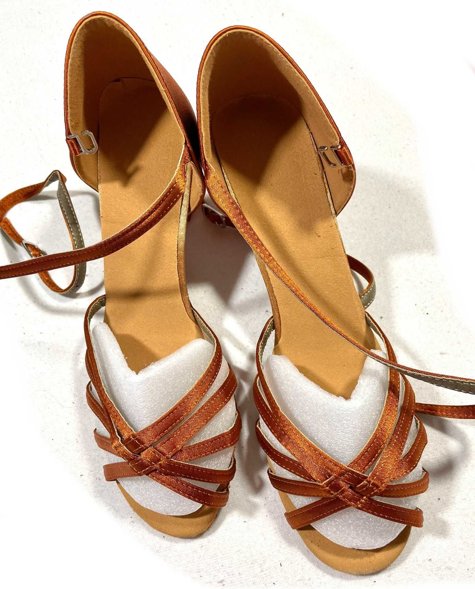nowe Latino buty do tańca 39 karmel 7 cm plecione
