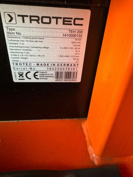 Nagrzewnica elektryczna  Trotec TEH200 40kW