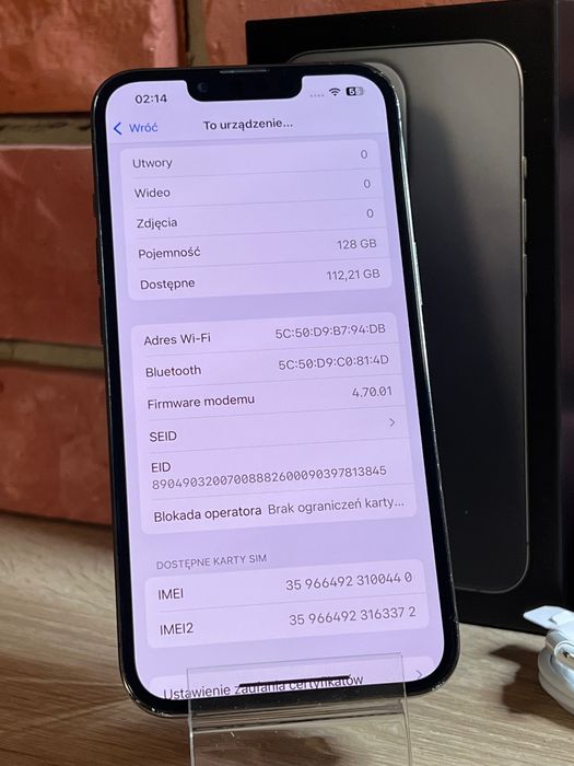 Grafitowy iPhone 13 Pro 128GB bateria 100%