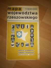 Mapa województwa rzeszowskiego, 1972r.