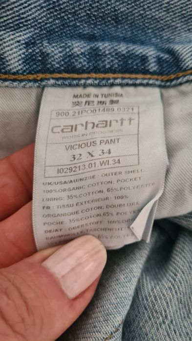 Spodnie Jeans jeansowe Carhartt. Błękitne  Baby blue. W32 L34