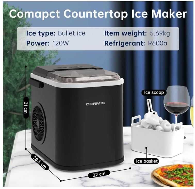 Kostkarka do lodu CORMIX 120W, kostki lodu w 6 minut
