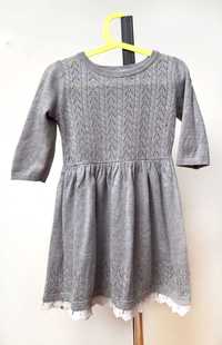 Sweterkowa sukienka z koronką H&M r. 110/166 (4-6lat)