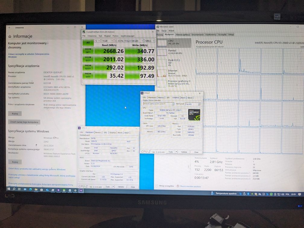 PC xeon 2660v3 16gb SSD/2xHDD gtx 1050 Ti win10pro linux