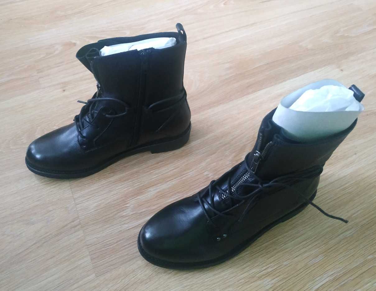 SPM Shoes & Boots nowe czarne botki skóra naturalna 37