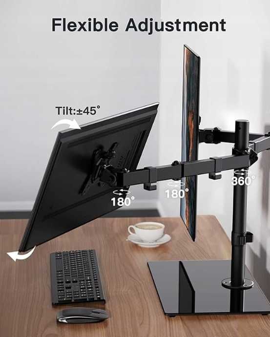 Uchwyt na 2 monitory 13–32" do 8 kg regulowany Praktyczny VESA