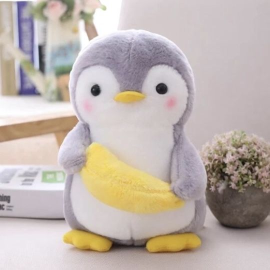 Плюшевий пінгвін з бананом 23 см, мʼяка іграшка пінгвін з бананчиком