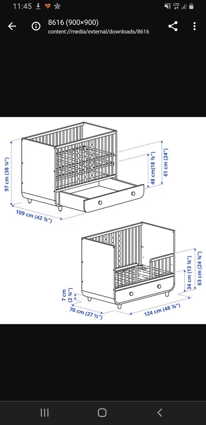 Zestaw różowy komoda + łóżeczko IKEA MYLLRA