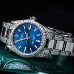 Diamentowy Rolex z niebieską tarczą