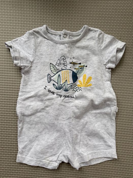 Body/romper Inextenso 56 cm – szare z rybką