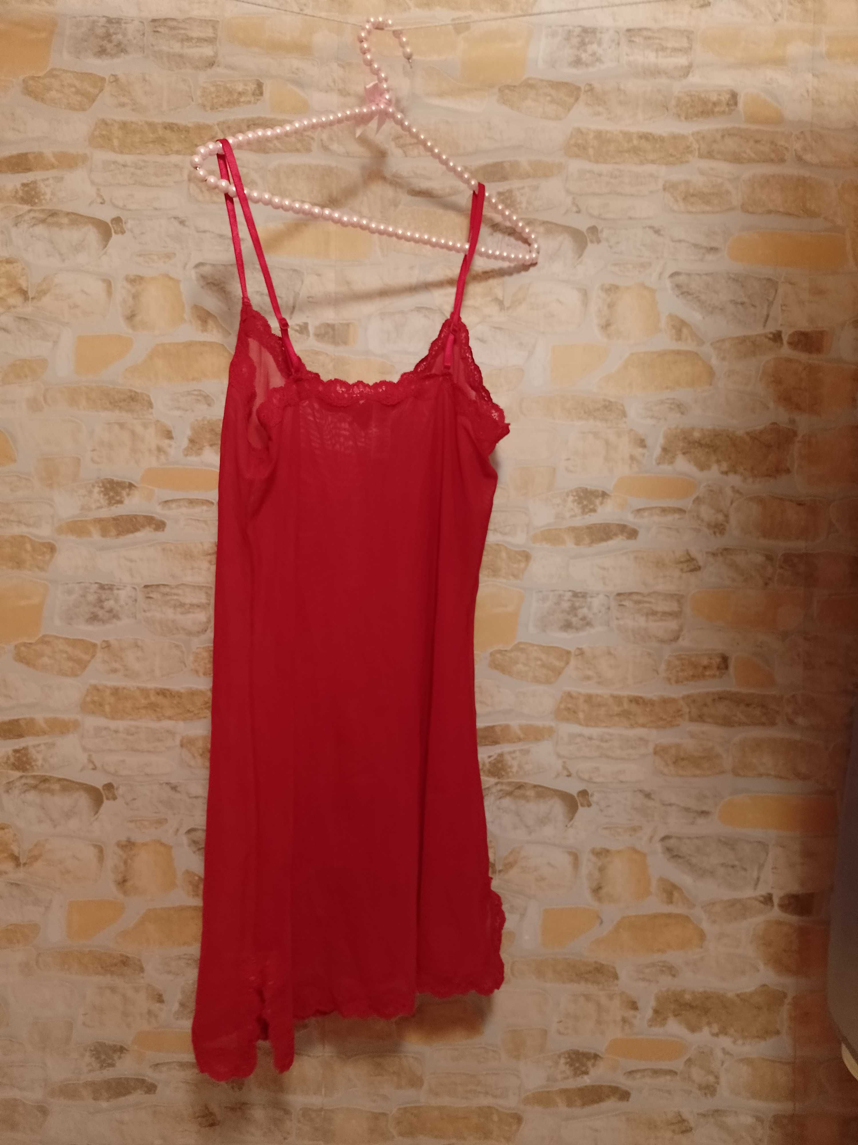 )40/42) (L/XL) H&M/ czerwona halka/ koszulka nocna