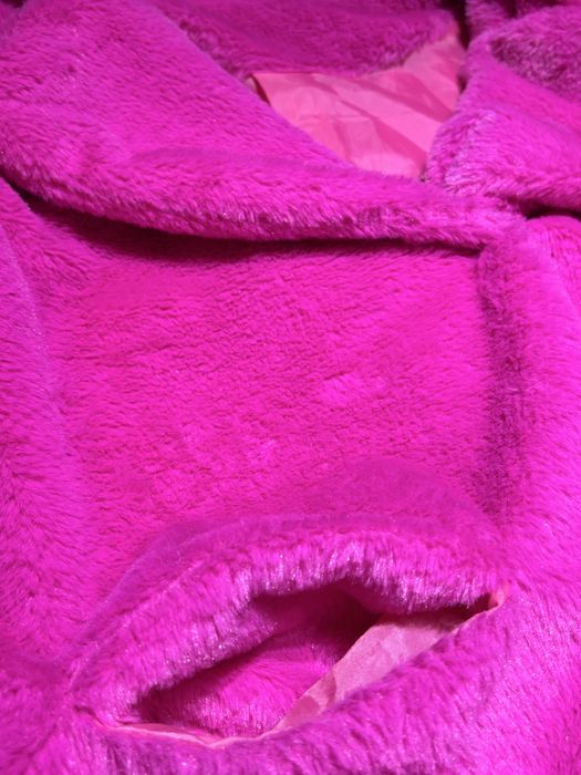 еко шуба яскраво рожева