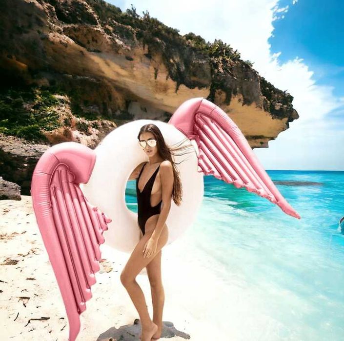 Materac Koło Dmuchane Do Pływania Duże Skrzydła Anioł 170 Cm