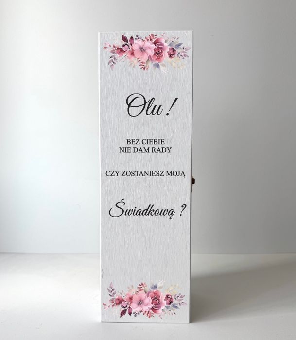 Prośba o świadkowanie skrzynka na wino wesele ślub urodziny prezent
