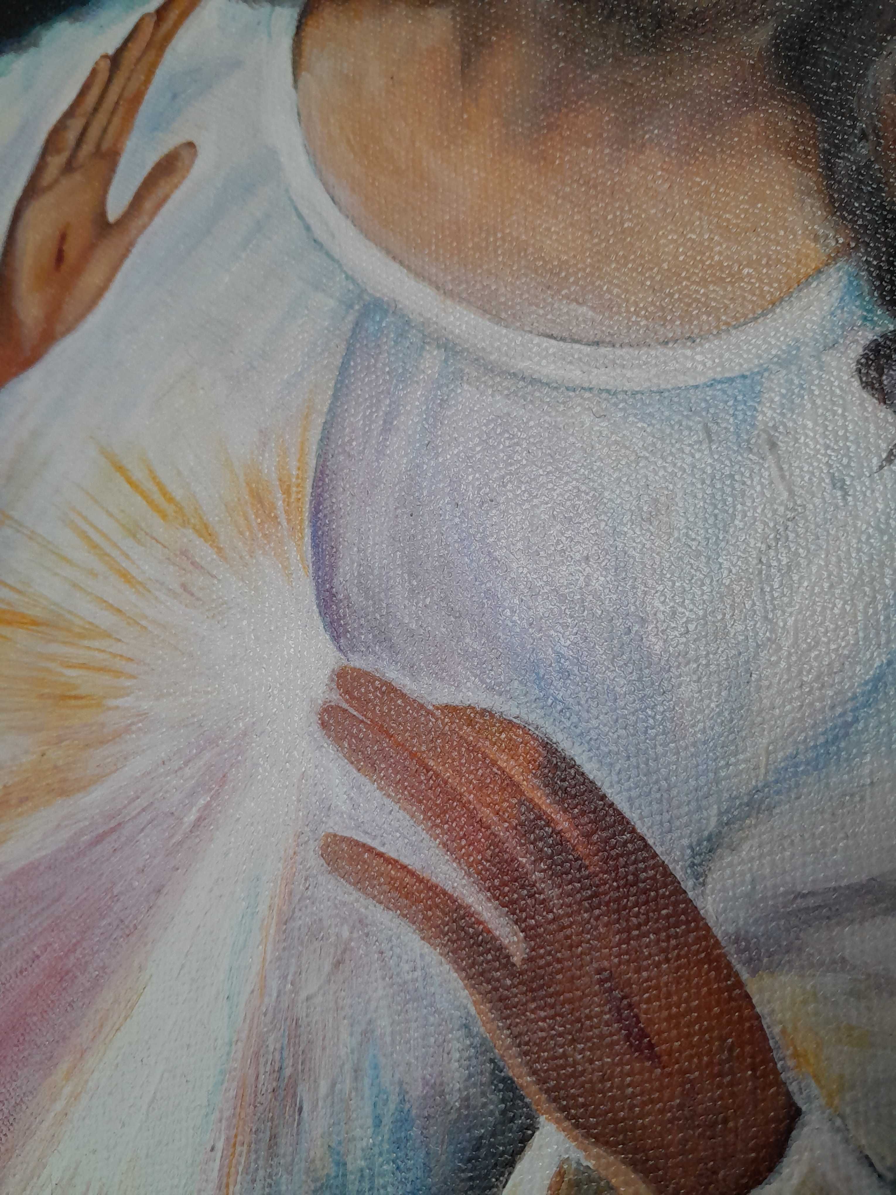 Jezus milosierny obraz olej na plotnie 120x60cm
