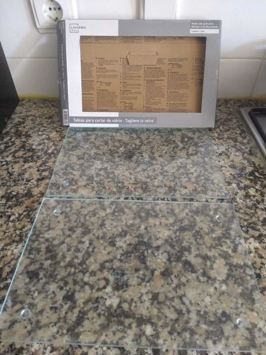 Tábua de cortar de vidro - NOVA -kit com 2