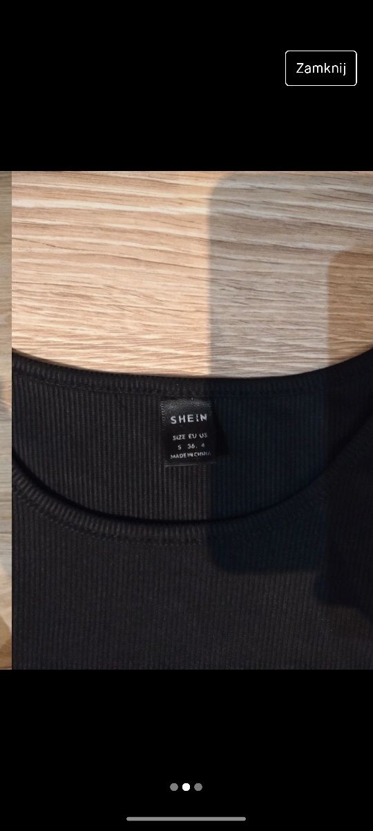 Crop top czarny koszulka shein czarna