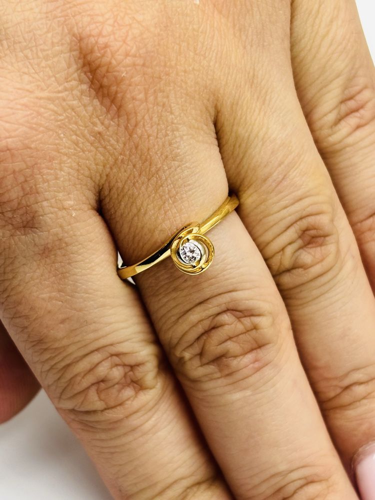 Pierścionek Złoty z Brylantem 585/14k 0.08ct Certyfikat roz20
