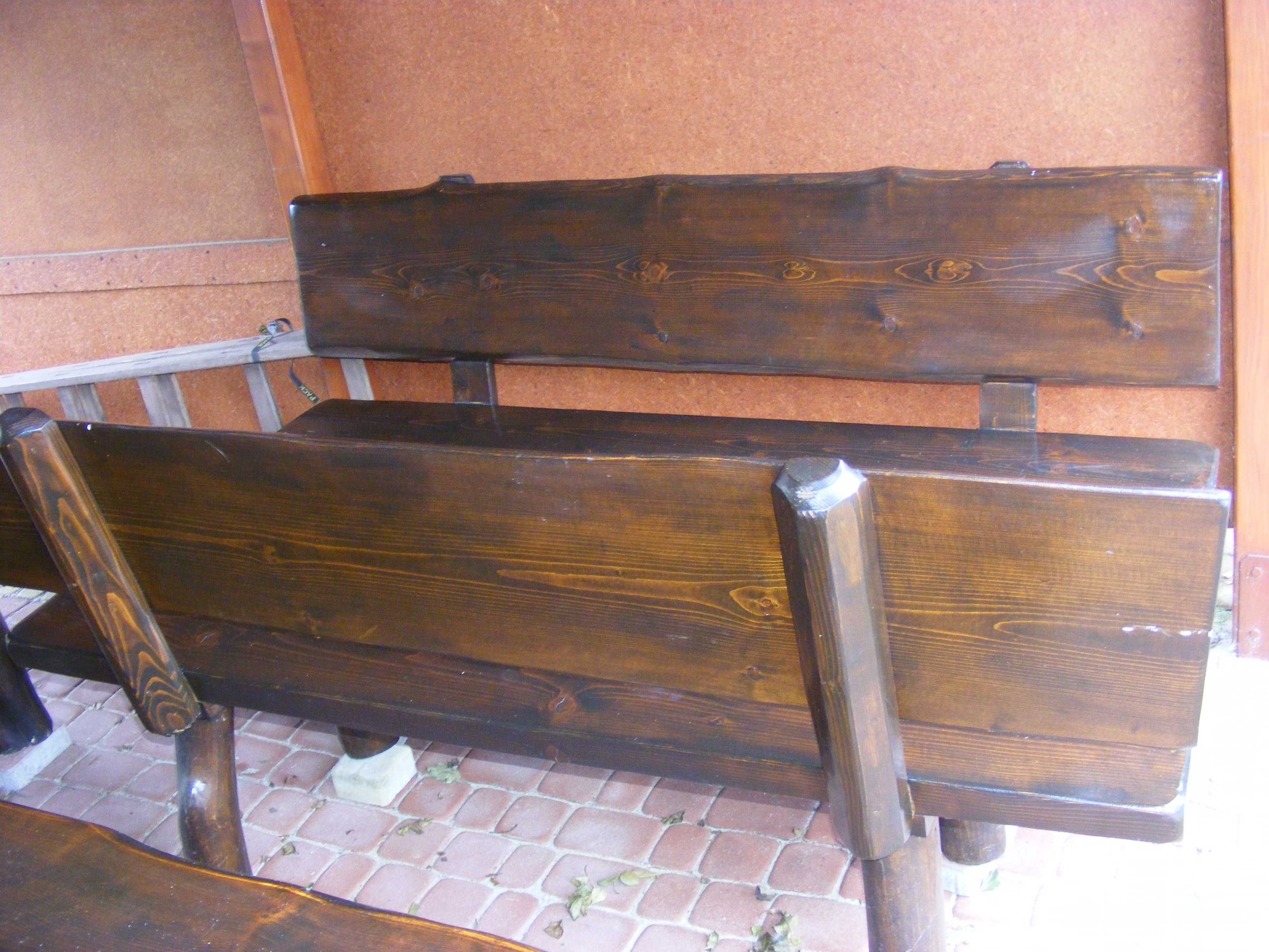 2 piękne i solidne drewniane ławki dł.180 cm