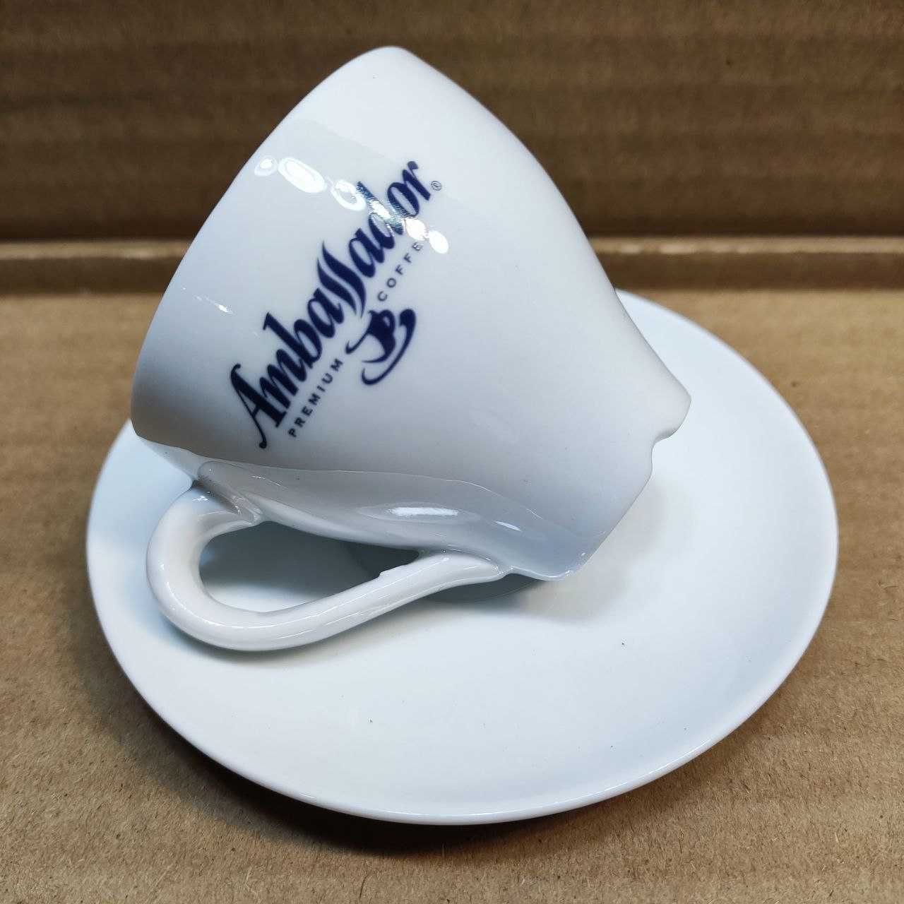 Чашка кофейная AMBASSADOR с блюдцем. Толстостенный фарфор