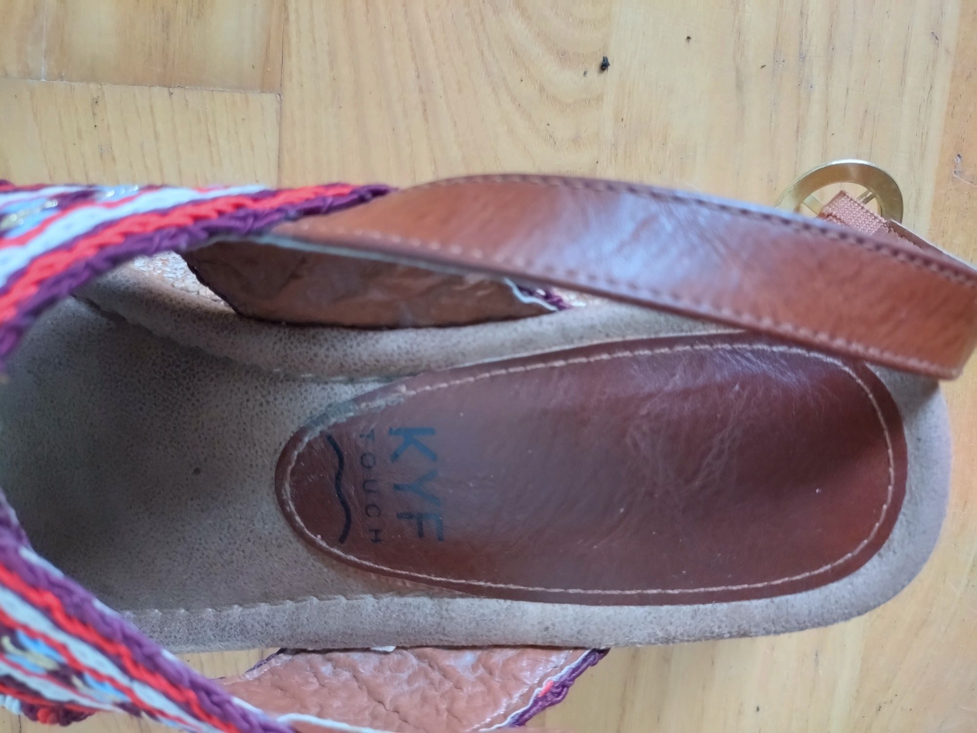 Sandałki Boho Wrangler 36 espadryle skóra naturalna platforma  koturna