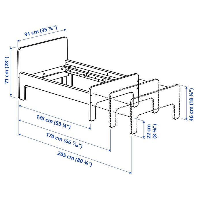 IKEA Slakt łóżko dziecięce rozsuwane